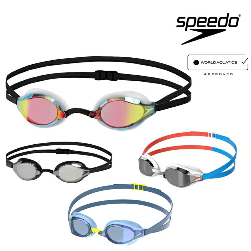 スイミングレーシングゴーグル水泳スピードSPEEDOファストスキンスピードソケット2ミラーWA承認モデル競泳ミラーゴーグルクッション付きSE01907