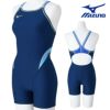 ミズノMIZUNO競泳水着練習用水着レディースエクサースーツミディアムハーフスーツEXERSUITSU-Fit競泳練習水着2025年春夏モデルN2MGC264