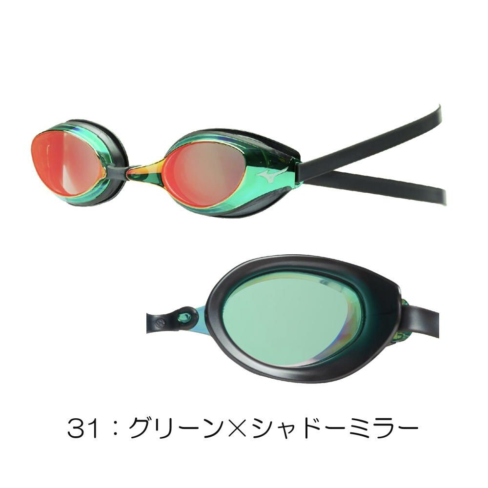 ミズノMIZUNO水泳レーシングゴーグル限定ゴーグルミラーレンズクッション一体成型WA承認モデルくもり止め競泳2025年春夏モデルN3JEC591FINA承認