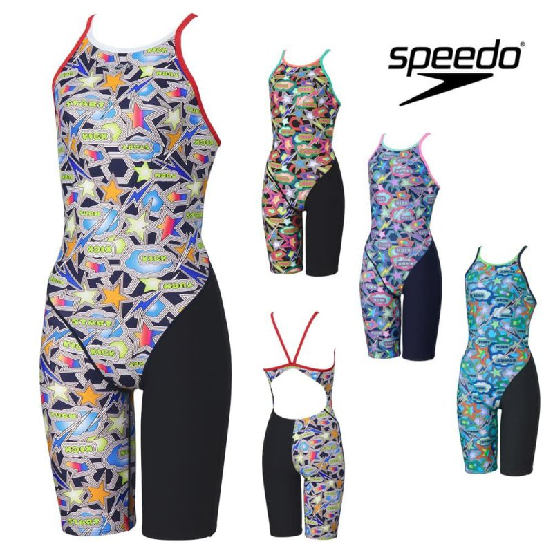 スピードSPEEDO競泳水着練習用水着レディーススパークリングターンズニースキンオールインワンENDURANCEECO競泳練習水着2025年秋冬モデルSTW12556
