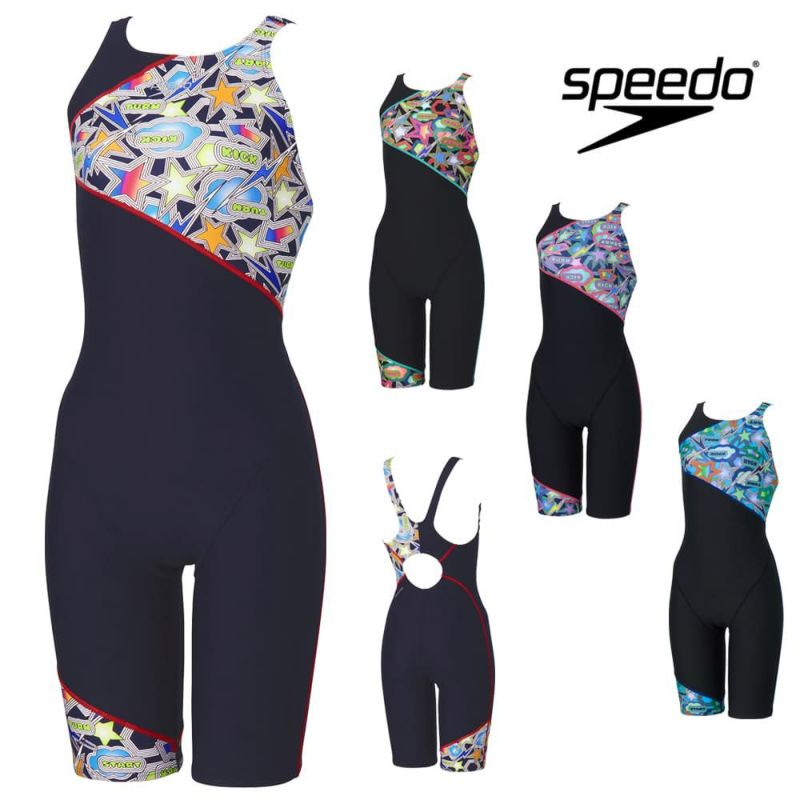 スピードSPEEDO競泳水着練習用水着レディーススパークリングターンズパズルミニオープンバックニースキンオールインワンENDURANCEECO競泳練習水着2025年秋冬モデルSTW12557