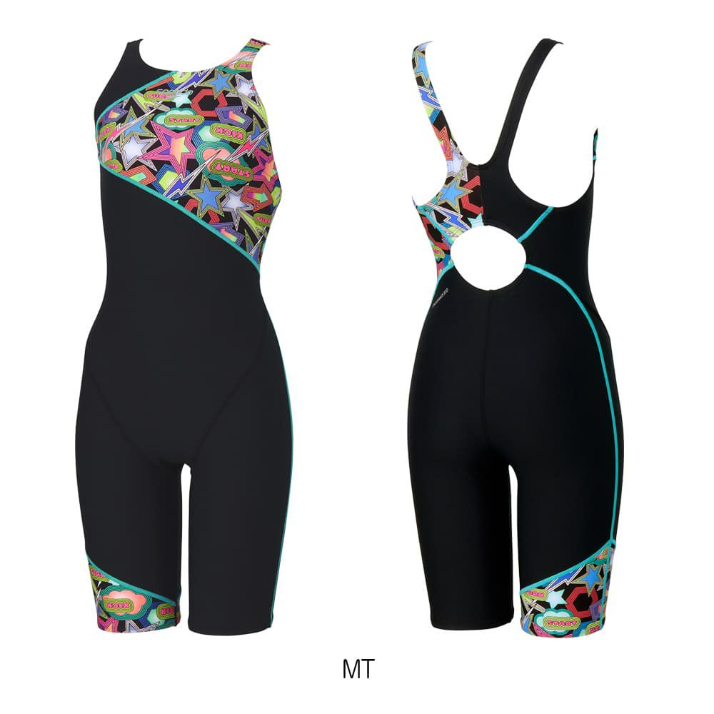 スピードSPEEDO競泳水着練習用水着レディーススパークリングターンズパズルミニオープンバックニースキンオールインワンENDURANCEECO競泳練習水着2025年秋冬モデルSTW12557