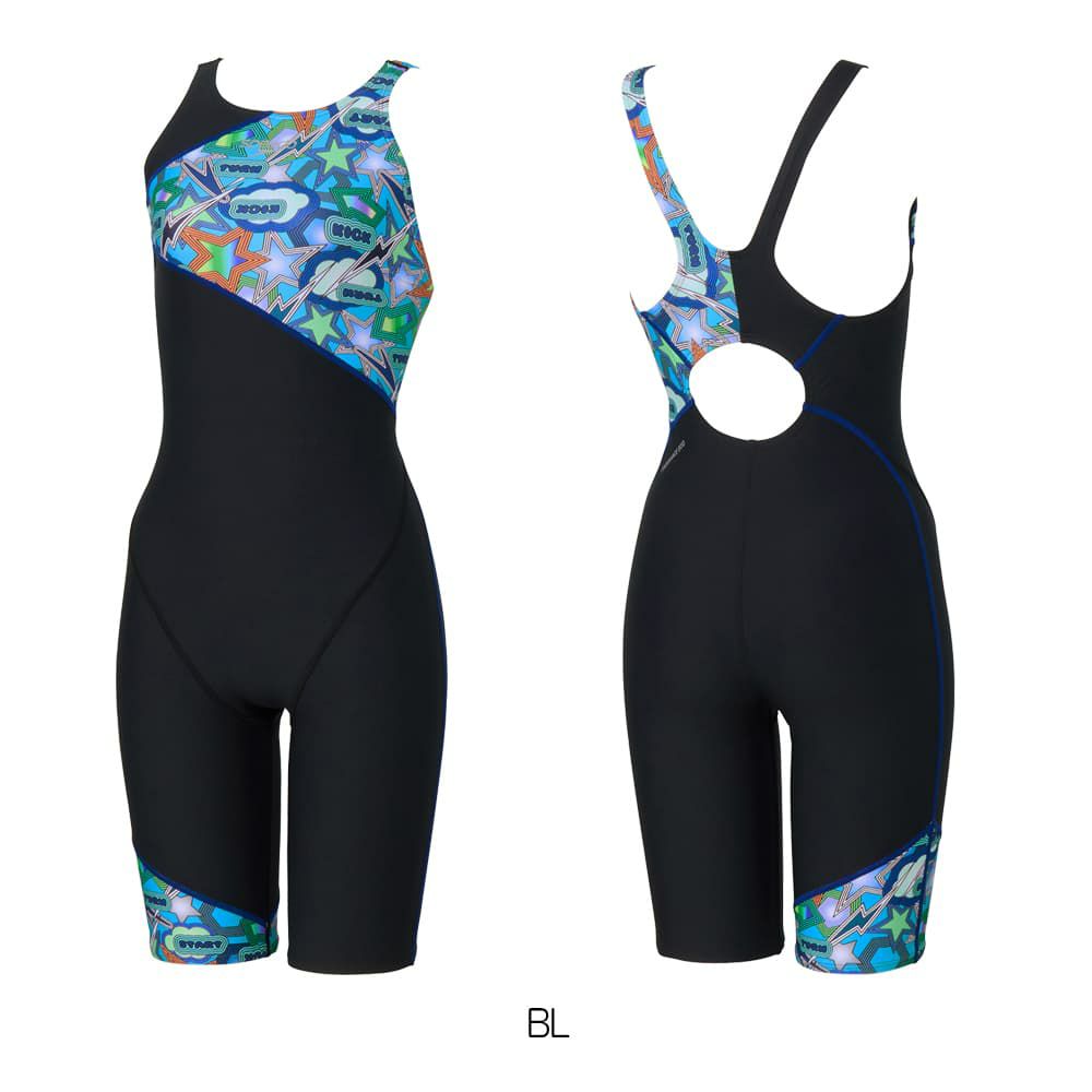 スピードSPEEDO競泳水着練習用水着レディーススパークリングターンズパズルミニオープンバックニースキンオールインワンENDURANCEECO競泳練習水着2025年秋冬モデルSTW12557