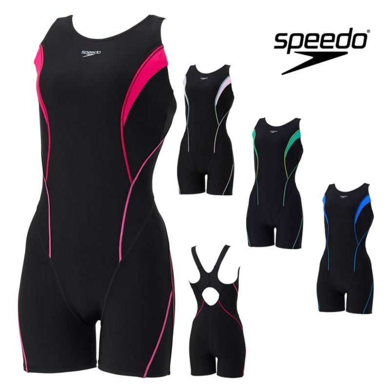 スピードSPEEDOフィットネス水着レディースフィールアップルースンハーフニースキンオールインワンUltraStretch0パッド付き2025年秋冬モデルSFW12561