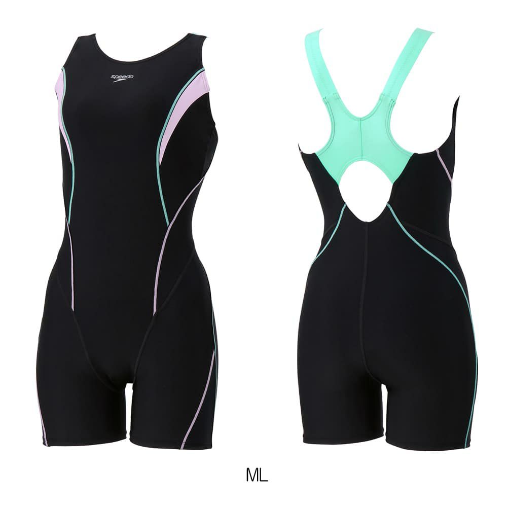 スピードSPEEDOフィットネス水着レディースフィールアップルースンハーフニースキンオールインワンUltraStretch0パッド付き2025年秋冬モデルSFW12561