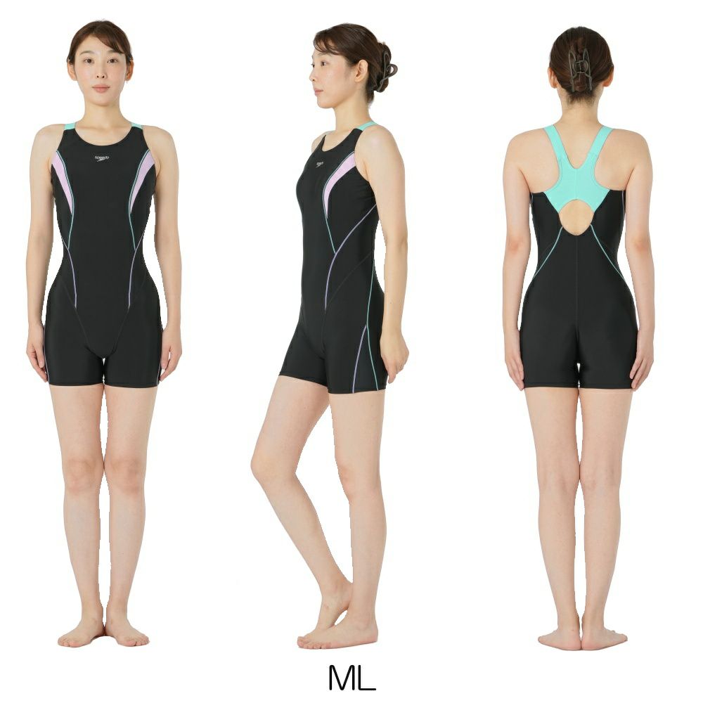 スピードSPEEDOフィットネス水着レディースフィールアップルースンハーフニースキンオールインワンUltraStretch0パッド付き2025年秋冬モデルSFW12561