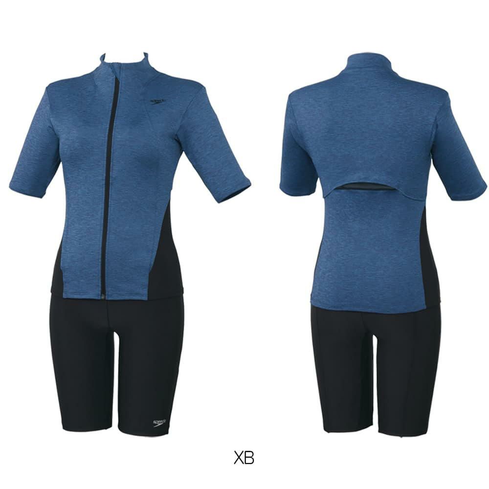 スピードSPEEDOフィットネス水着レディースショートスリーブウェイビーセパHeatherStretchProパッド付き2025年秋冬モデルSFW32565