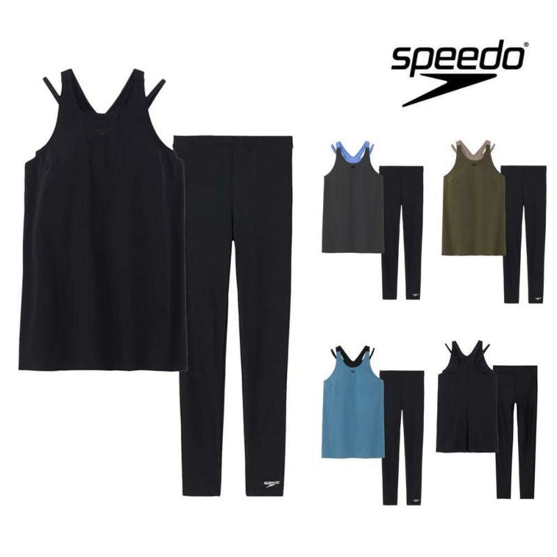 スピードSPEEDOフィットネス水着レディースエアパロングSoftandStretchTaffetaパッド付き2025年秋冬モデルSFW22561