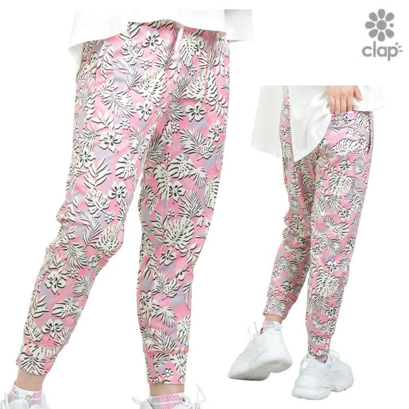 クラップCLAPハイビスカスクロップドパンツレディーススポーツアパレルトレーニングフィットネス女性CE25017