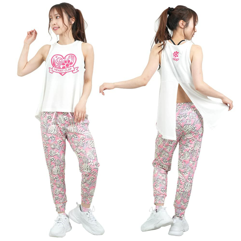 クラップCLAPハイビスカスクロップドパンツレディーススポーツアパレルトレーニングフィットネス女性CE25017