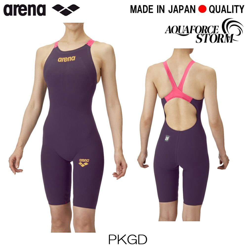 ARENAアリーナ競泳水着レディースアクアフォースストームAQUAFORCESTORMMFレーシングワンピーススパッツオープンバック・ハーフレッグ高速水着中距離長距離選手向きfinaマークありAS6SRC02L