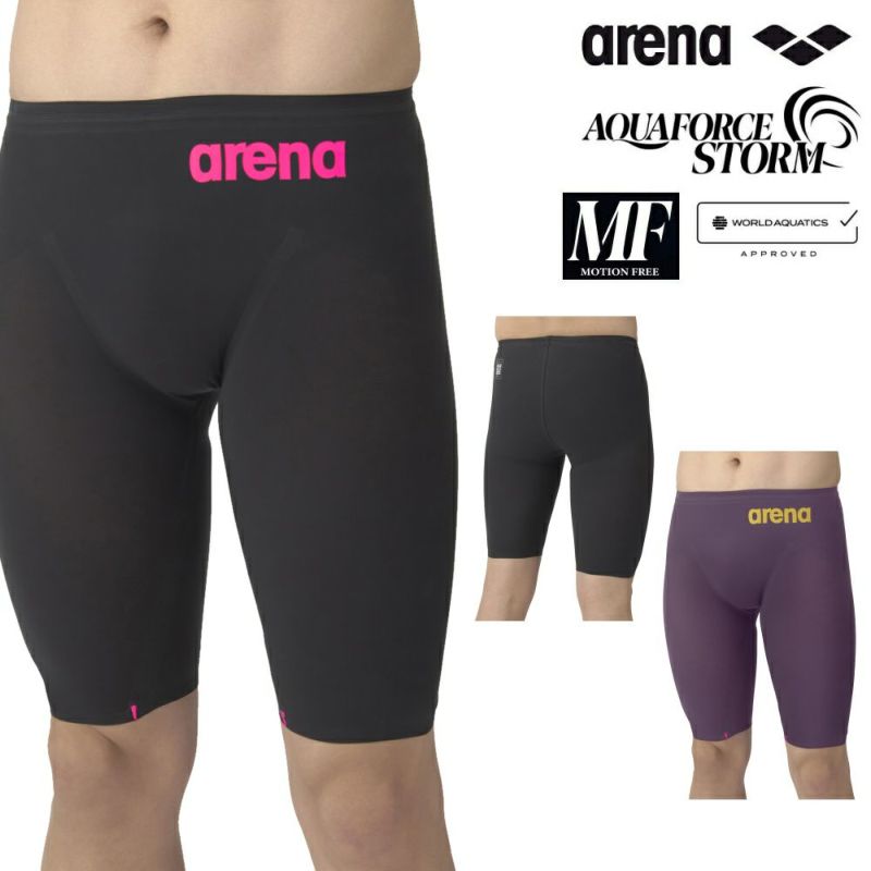 ARENAアリーナ競泳水着メンズアクアフォースストームAQUAFORCESTORMMFレーシングスパッツハーフレッグ高速水着中距離長距離選手向きfinaマークありAS6SRC03M