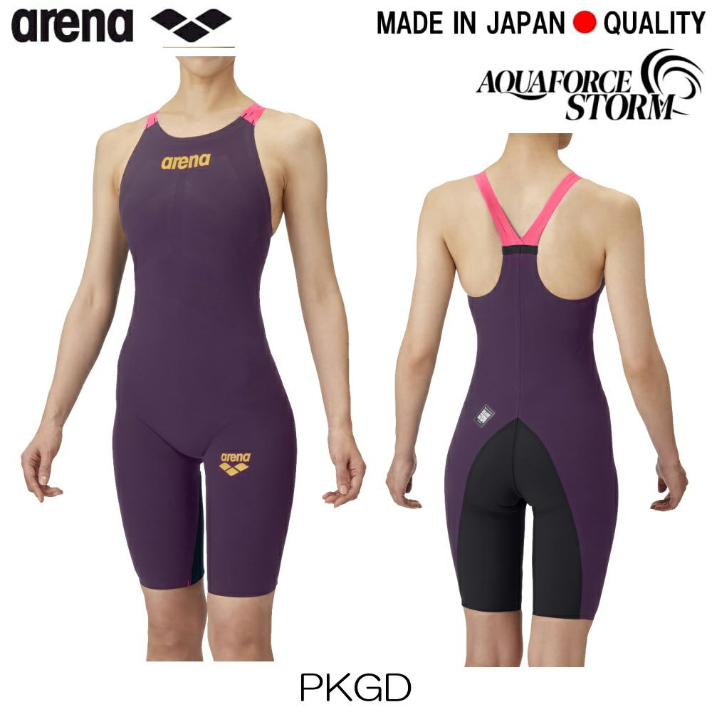 ARENAアリーナ競泳水着レディースアクアフォースストームAQUAFORCESTORMCPレーシングワンピーススパッツクローズバック・ハーフレッグ背閉じタイプ高速水着短距離選手向きAS6SRC04L