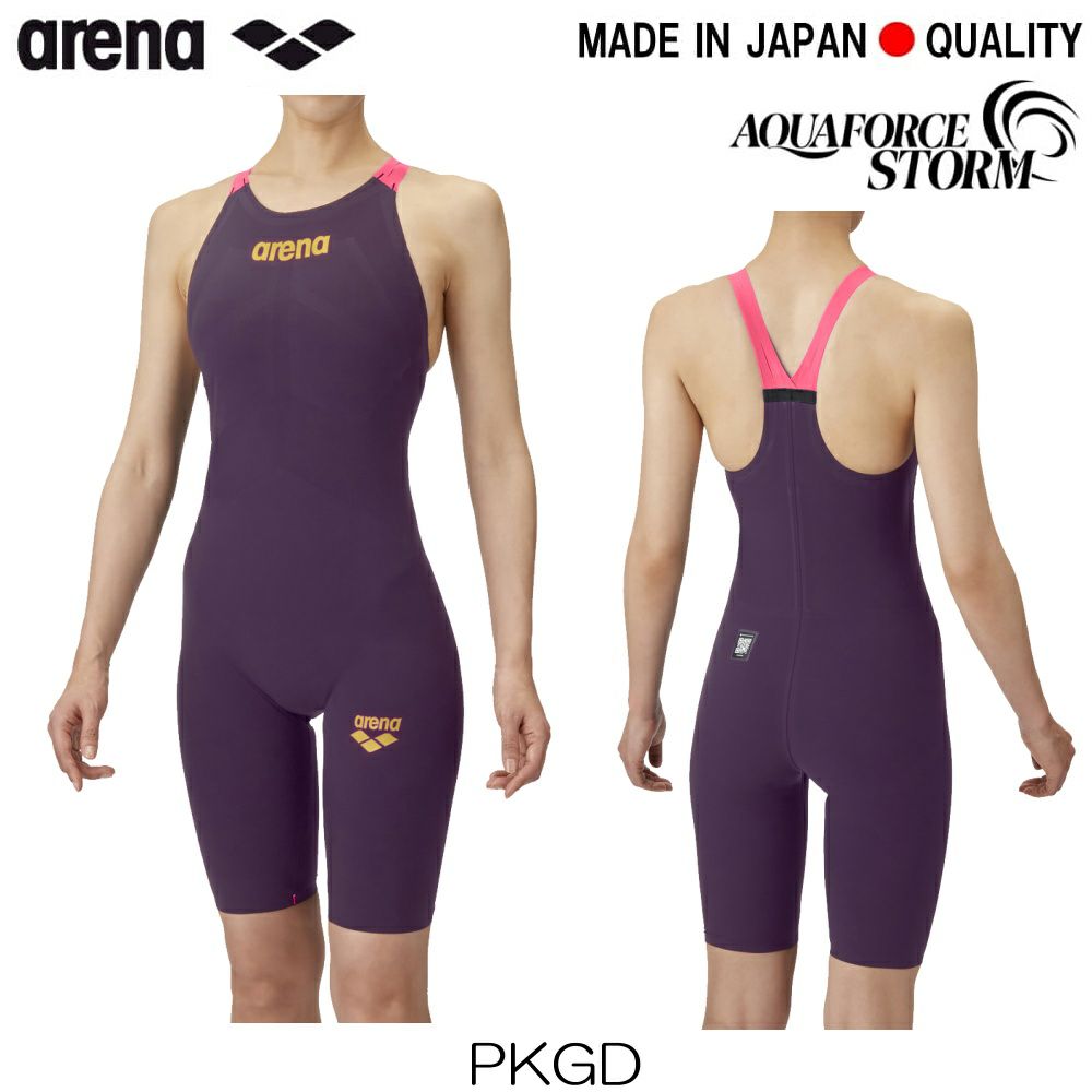 ARENAアリーナ競泳水着レディースアクアフォースストームAQUAFORCESTORMMFレーシングワンピーススパッツクローズバック・ハーフレッグ背閉じタイプ高速水着中距離長距離選手向きAS6SRC05L