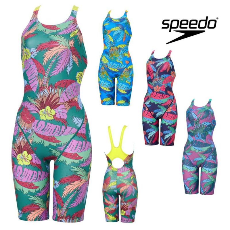 スピードSPEEDO競泳水着練習用水着レディースヴィンテージアロハターンズミニオープンバックニースキンオールインワンENDURANCEECO競泳練習水着2025年秋冬モデルSTW12554