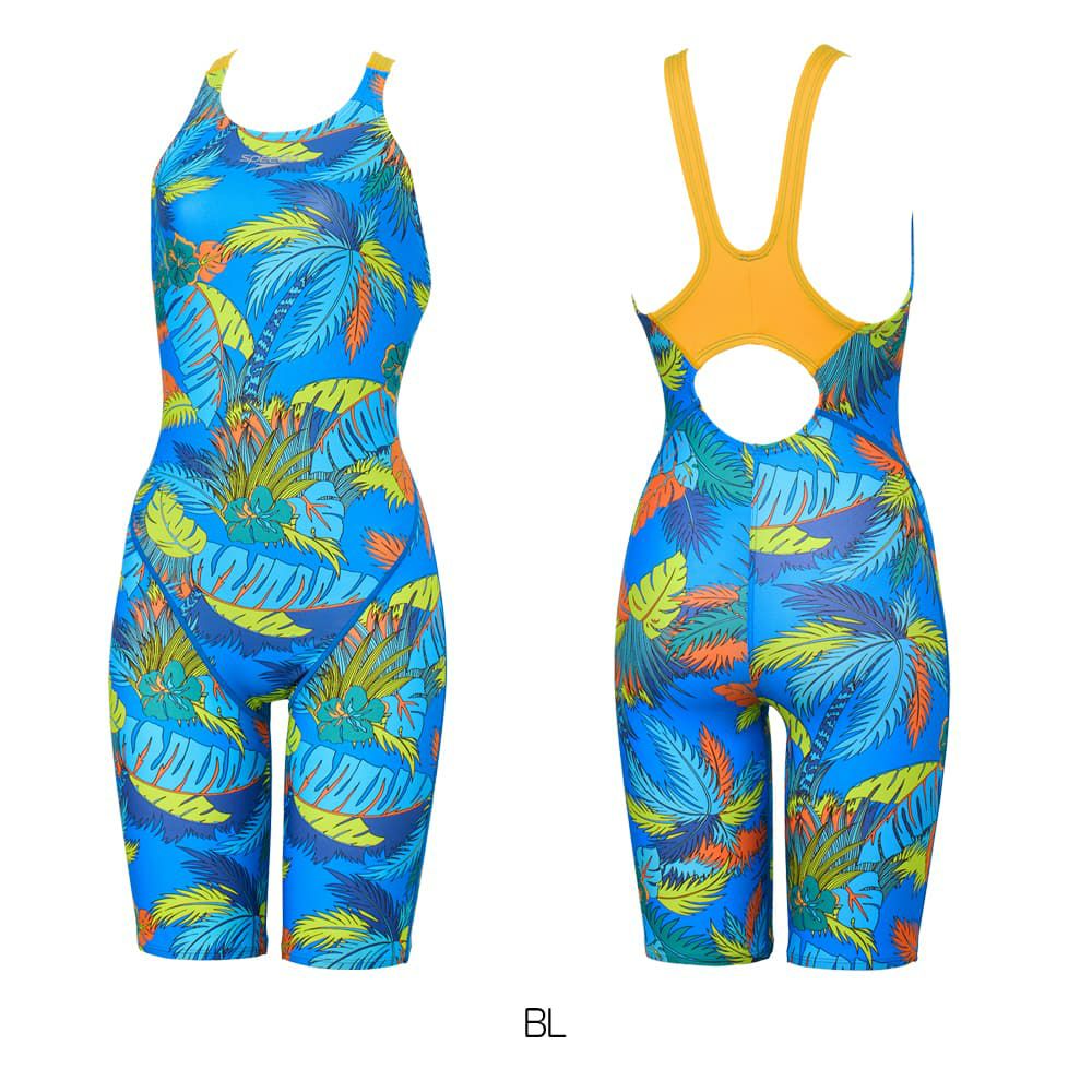 スピードSPEEDO競泳水着練習用水着レディースヴィンテージアロハターンズミニオープンバックニースキンオールインワンENDURANCEECO競泳練習水着2025年秋冬モデルSTW12554