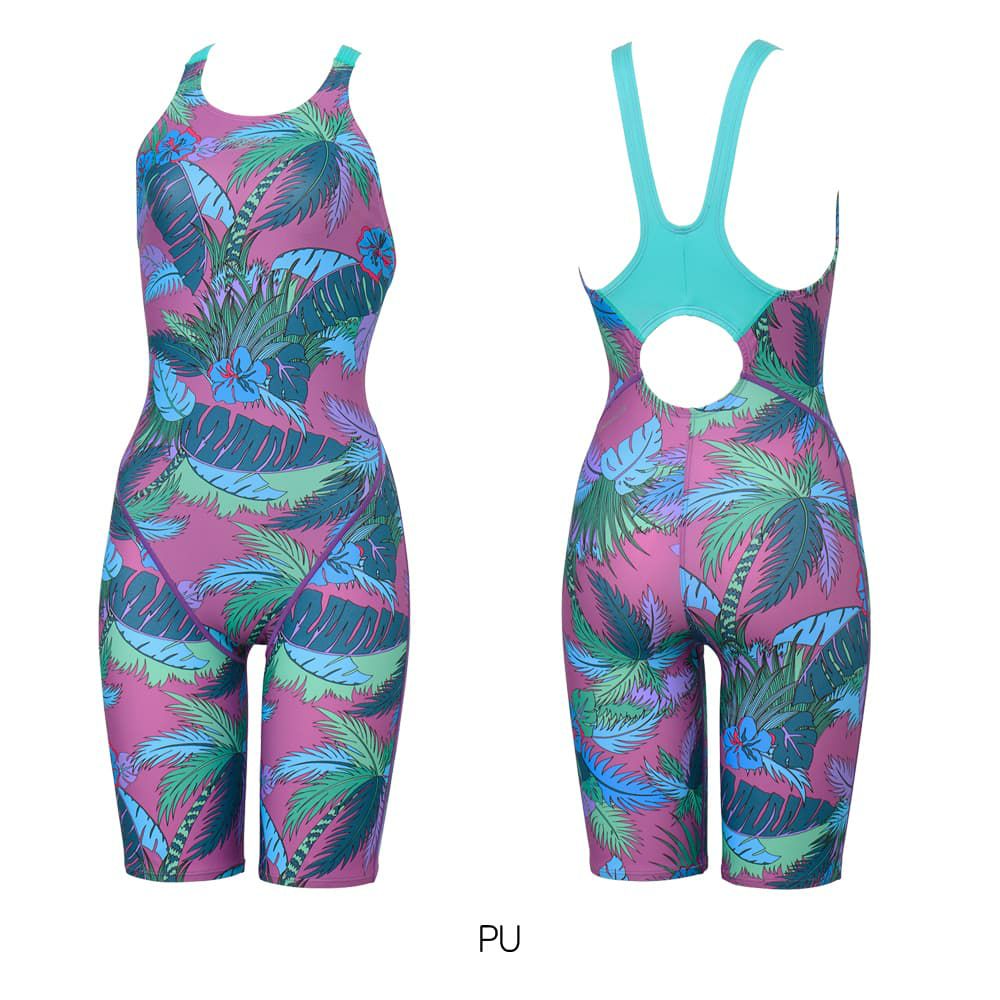 スピードSPEEDO競泳水着練習用水着レディースヴィンテージアロハターンズミニオープンバックニースキンオールインワンENDURANCEECO競泳練習水着2025年秋冬モデルSTW12554