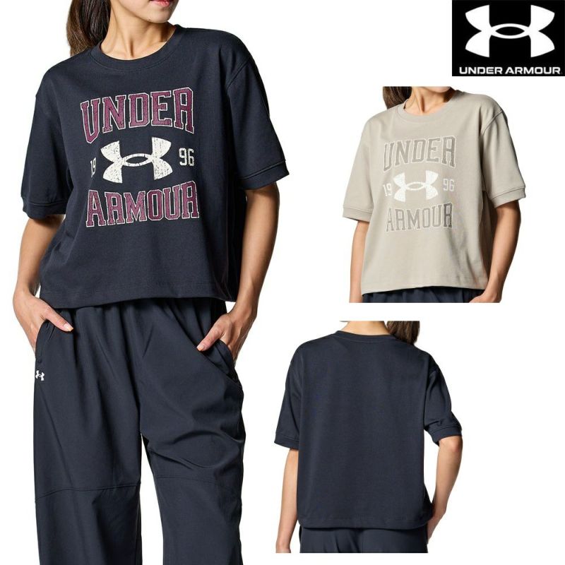 アンダーアーマーUNDERARMOURUAヘビーウエイトカレッジショートスリーブTシャツレディース女性スポーツアパレルトレーニングU6007452