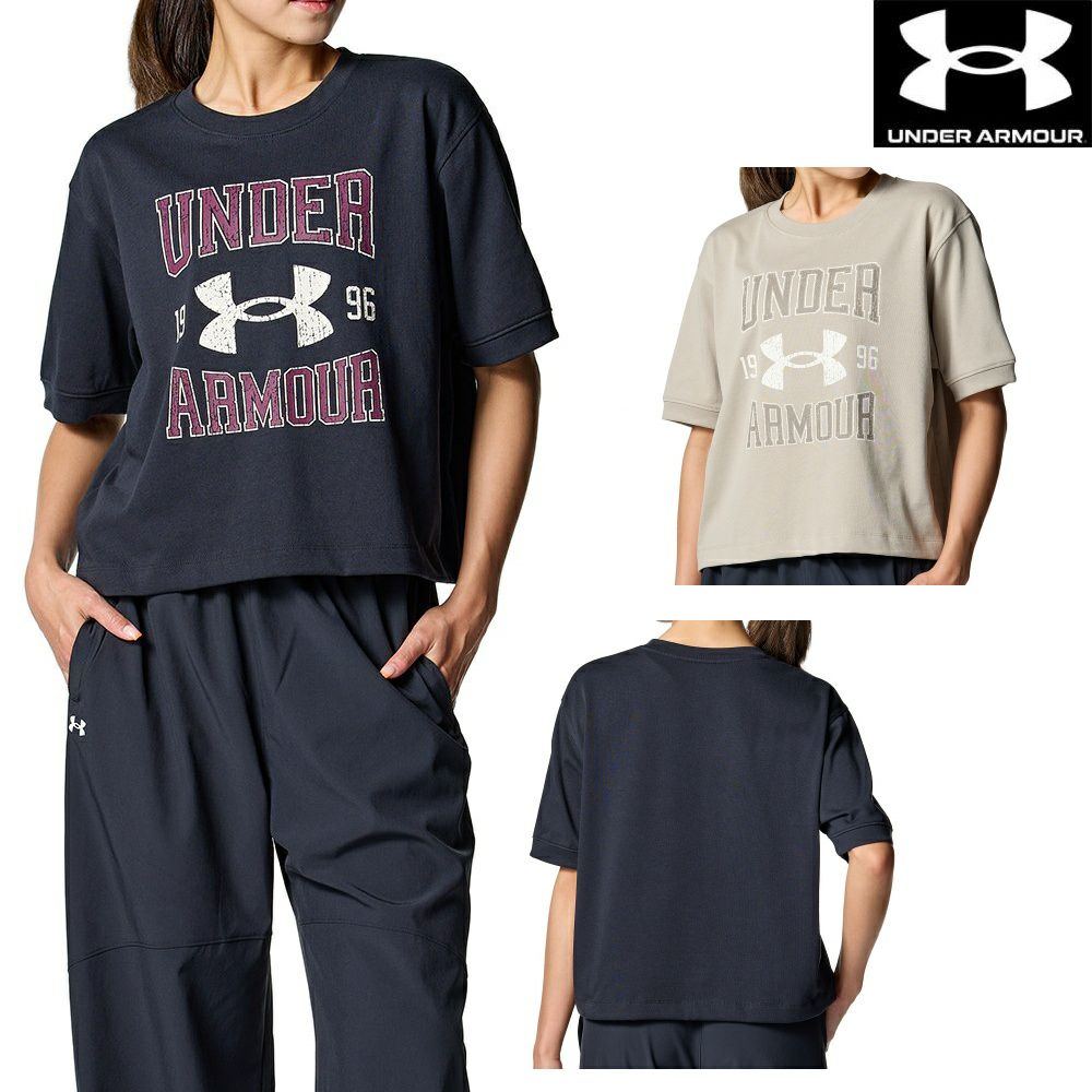 アンダーアーマーUNDERARMOURUAヘビーウエイトカレッジショートスリーブTシャツレディース女性スポーツアパレルトレーニングU6007452