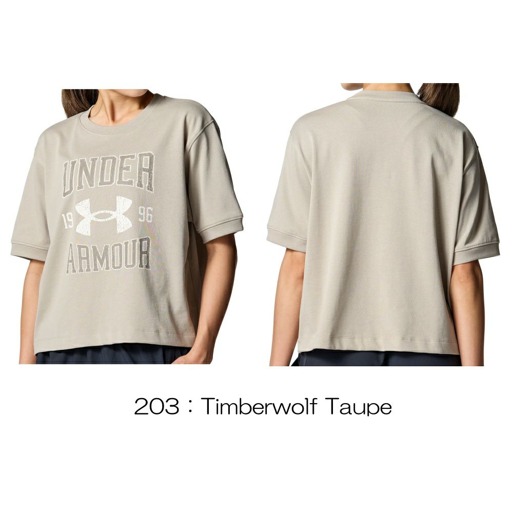 アンダーアーマーUNDERARMOURUAヘビーウエイトカレッジショートスリーブTシャツレディース女性スポーツアパレルトレーニングU6007452