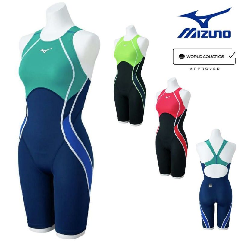 ミズノMIZUNO競泳水着レディースWA承認モデルGX・SONICSTREAMハーフスーツレースオープンバックここちUオールインワン2025年秋冬モデルN2MGC723finaマークあり
