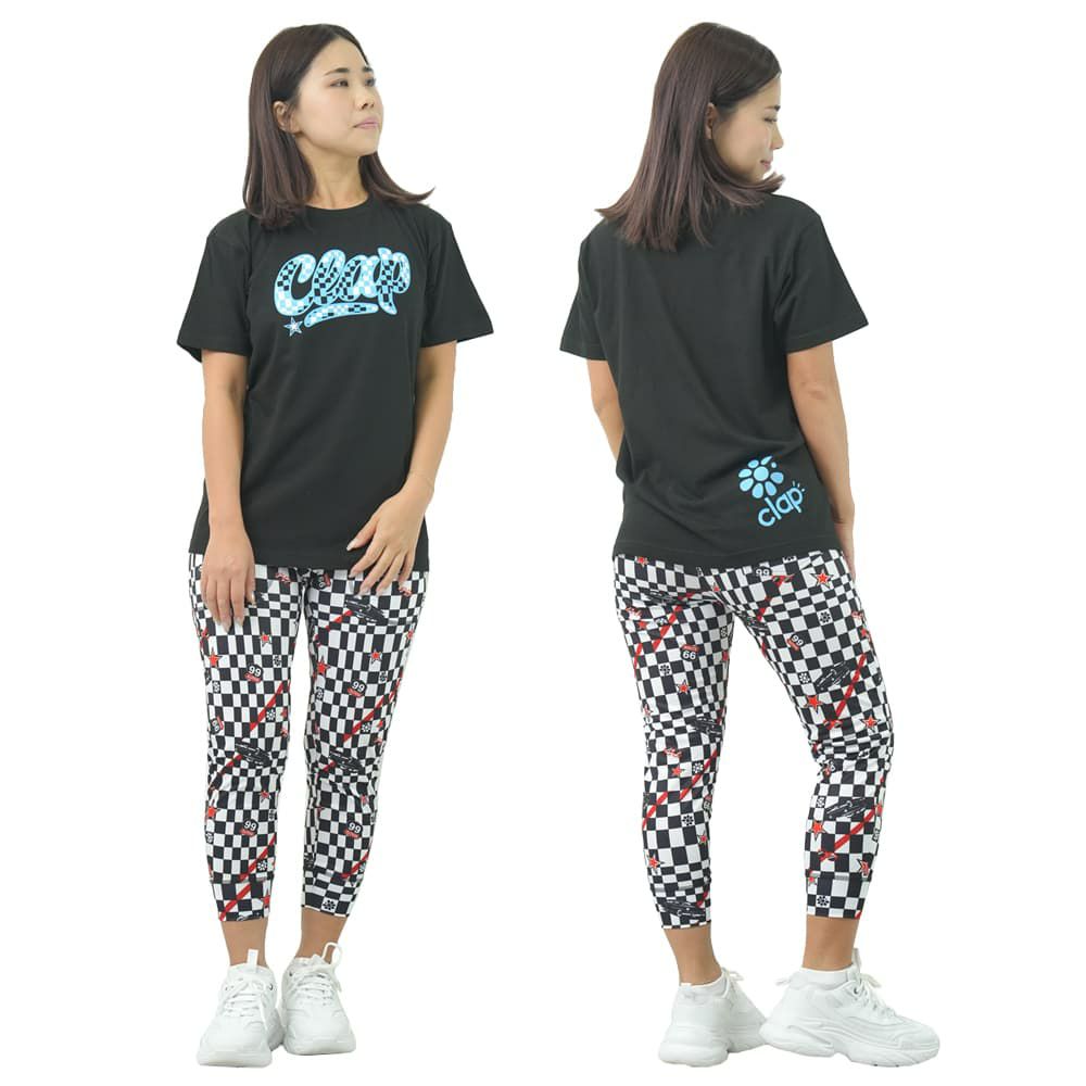 クラップCLAPチェッカークラップティーレディーススポーツアパレルトレーニングフィットネス女性CTS25064