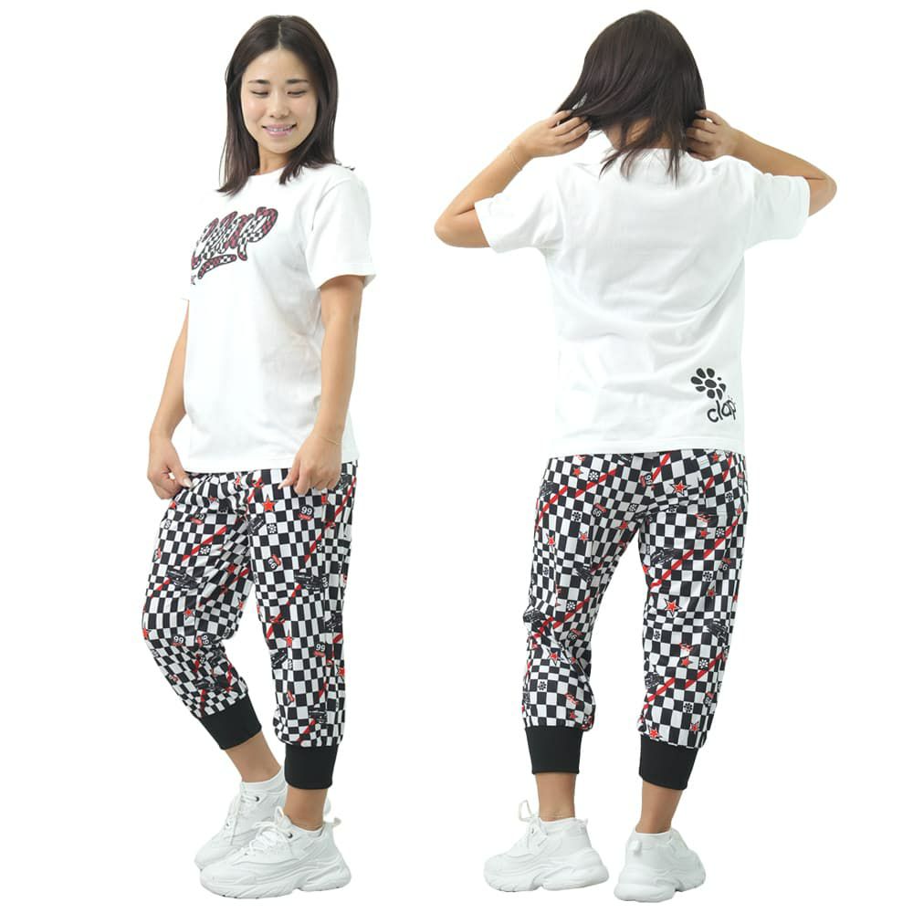 クラップCLAPチェッカークラップティーレディーススポーツアパレルトレーニングフィットネス女性CTS25064