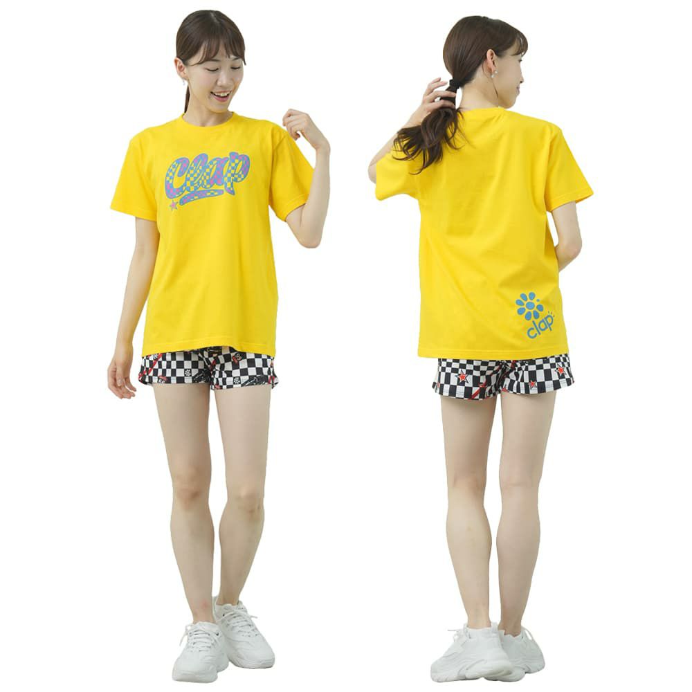 クラップCLAPチェッカークラップティーレディーススポーツアパレルトレーニングフィットネス女性CTS25064