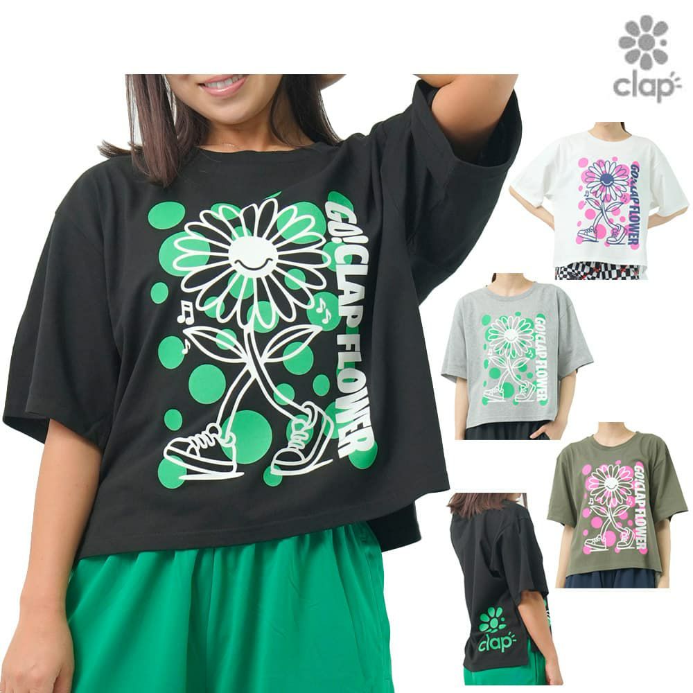 クラップCLAPクラップフラワービッグティーレディーススポーツアパレルトレーニングフィットネス女性CTS25067