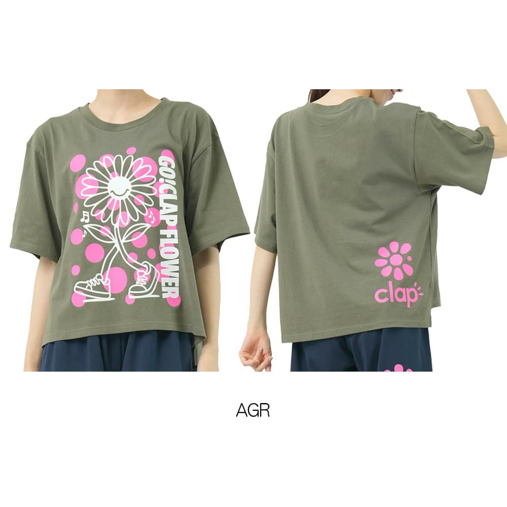 クラップCLAPクラップフラワービッグティーレディーススポーツアパレルトレーニングフィットネス女性CTS25067