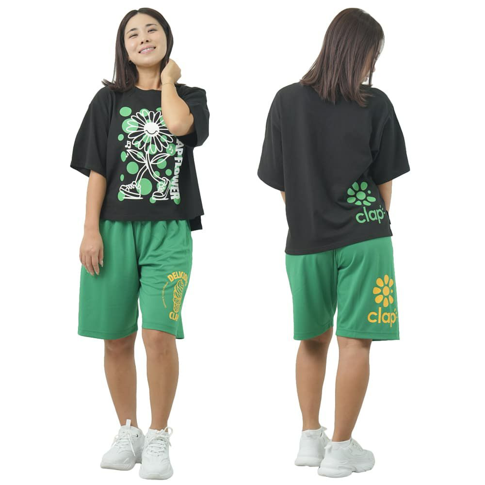 クラップCLAPクラップフラワービッグティーレディーススポーツアパレルトレーニングフィットネス女性CTS25067