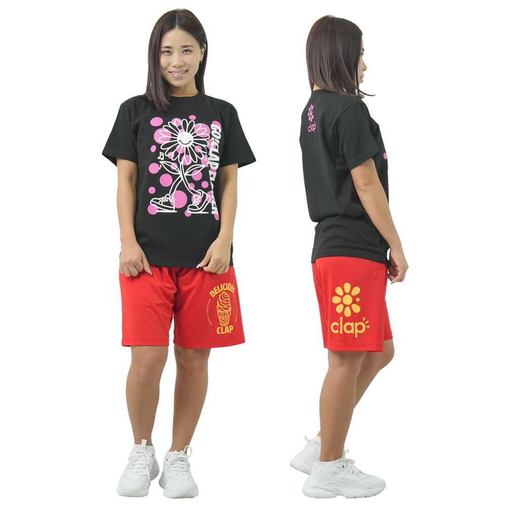 クラップCLAPクラップフラワーティーレディーススポーツアパレルトレーニングフィットネス女性CTS25068
