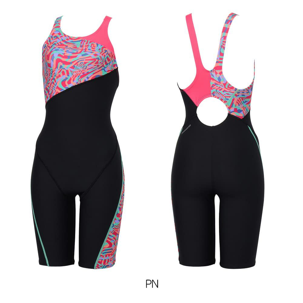 スピードSPEEDO競泳水着練習用水着レディースメイズターンズニースキンオールインワンENDURANCEECO競泳練習水着2025年秋冬モデルSTW12552