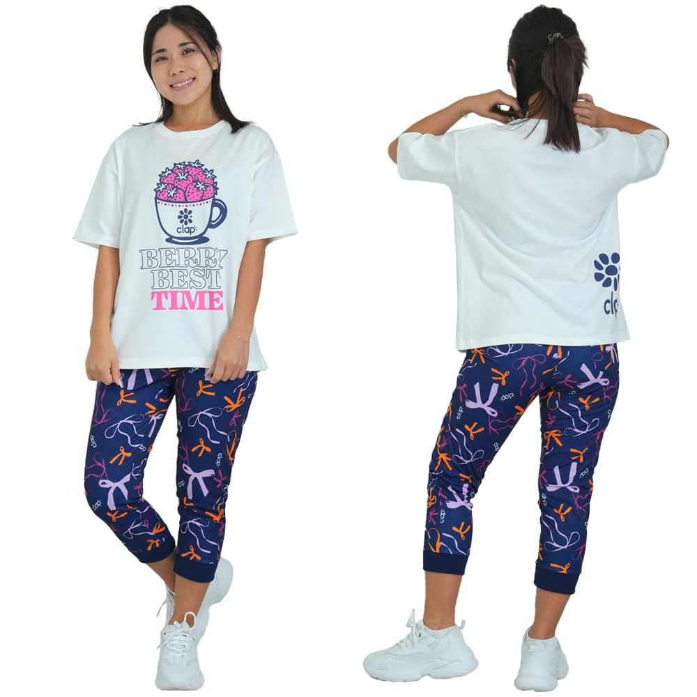 クラップCLAPリボンクラップイーシュットレディーススポーツアパレルトレーニングフィットネス女性CE25028