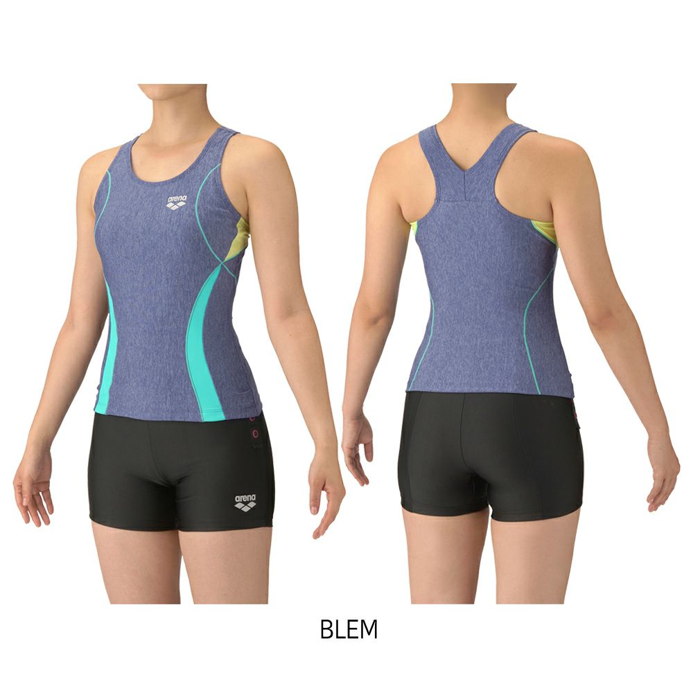 アリーナARENAフィットネス水着レディースフィットネスセパレーツYバックショートレッグ差し込みパッドパッド付きモク2WayAS5SWF40L