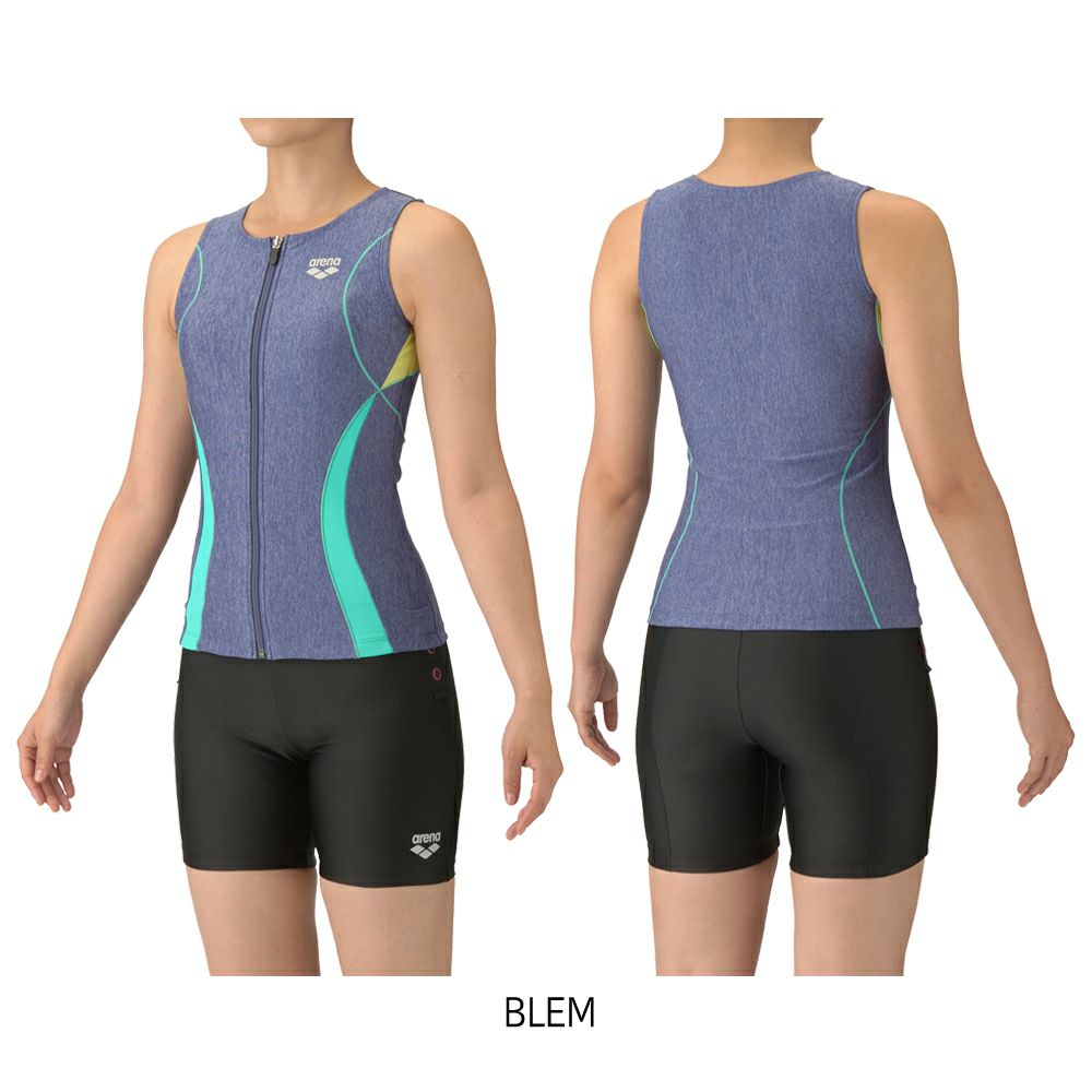 アリーナARENAフィットネス水着レディースフィットネスセパレーツカバーバックミドルレッグ差し込みパッドパッド付きモク2WayAS5SWF41L