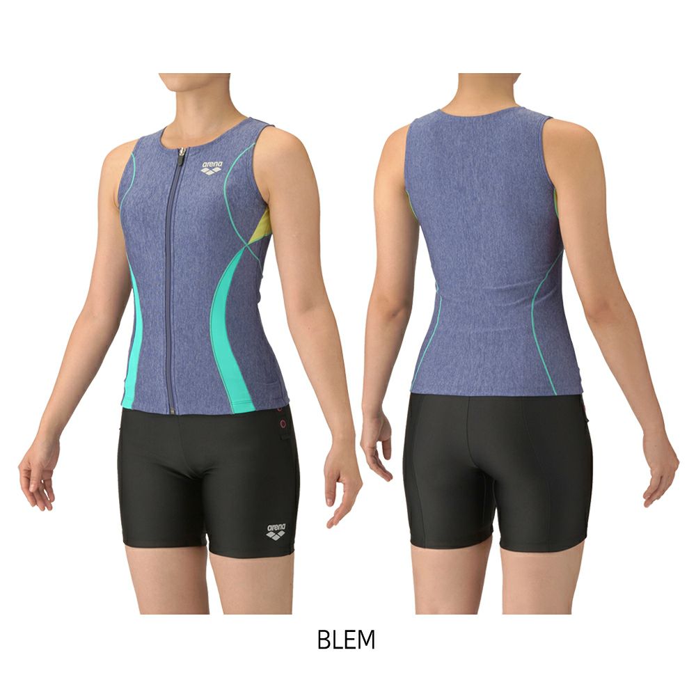 アリーナARENAフィットネス水着レディースフィットネスセパレーツカバーバックミドルレッグ差し込みパッドパッド付きモク2WayAS5SWF42L