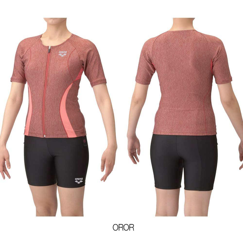 アリーナARENAフィットネス水着レディースフィットネスセパレーツカバーバックミドルレッグ差し込みパッドパッド付きモク2WayAS5SWF43L