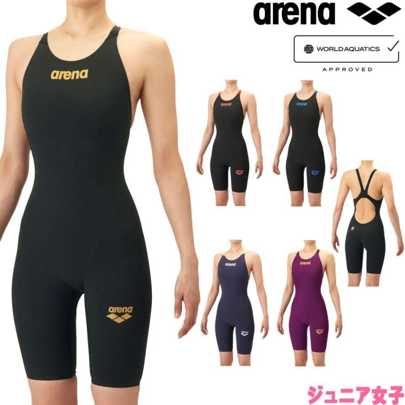 アリーナARENA競泳水着ジュニア女子WA承認モデルAQUAFORCEFUSION-ONEAQUAFORCEFILMONEレーシングワンピーススパッツオープンバックハーフレッグオールインワン2026年春夏モデルAS6SRC10Gfinaマークあり