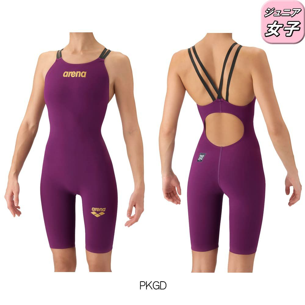 アリーナARENA競泳水着ジュニア女子WA承認モデルダブルストラップAQUAFORCEFUSION-ONEAQUAFORCEFILMONEレーシングワンピーススパッツオープンバックハーフレッグオールインワン2026年春夏モデルAS6SRC11Gfinaマークあり