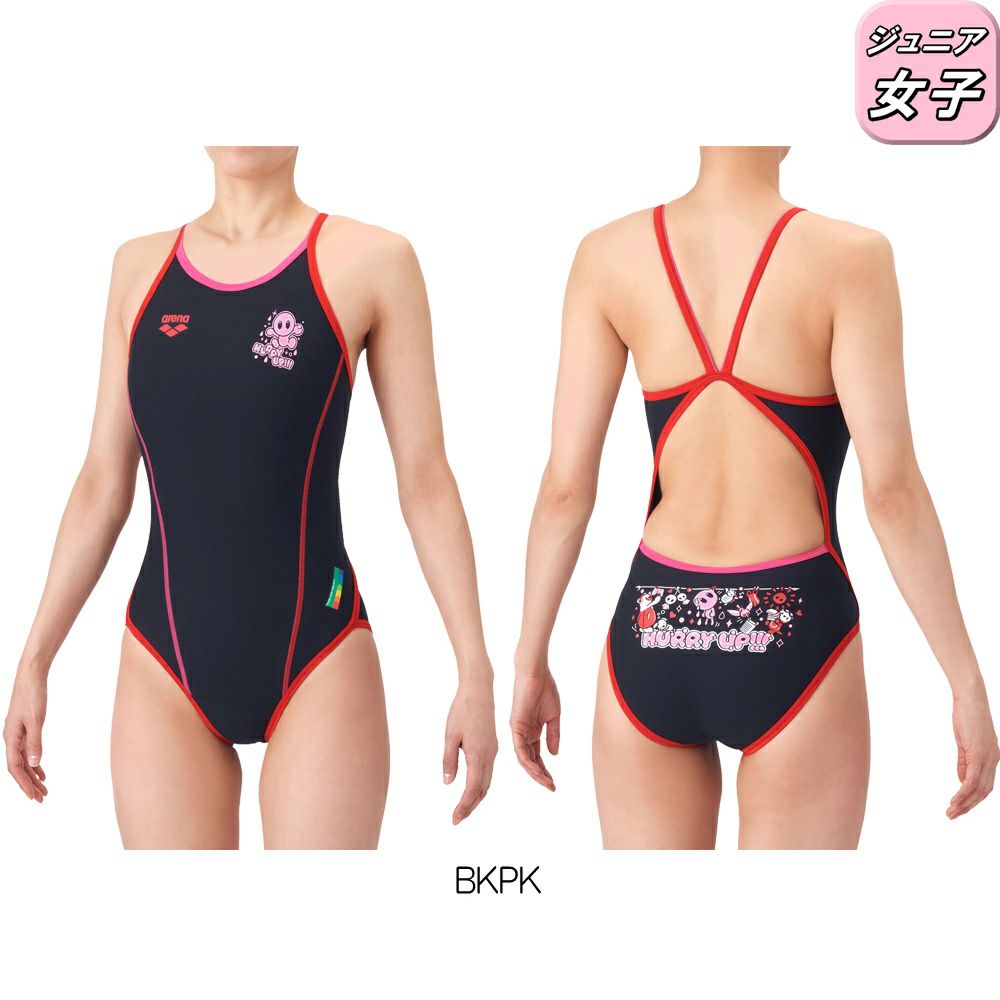 アリーナARENA競泳水着練習用水着ジュニア女子タフスーツアリーナくんタフスキンEトレーニングワンピースオープンバック競泳練習水着2026年春夏モデルAS6SWM10G