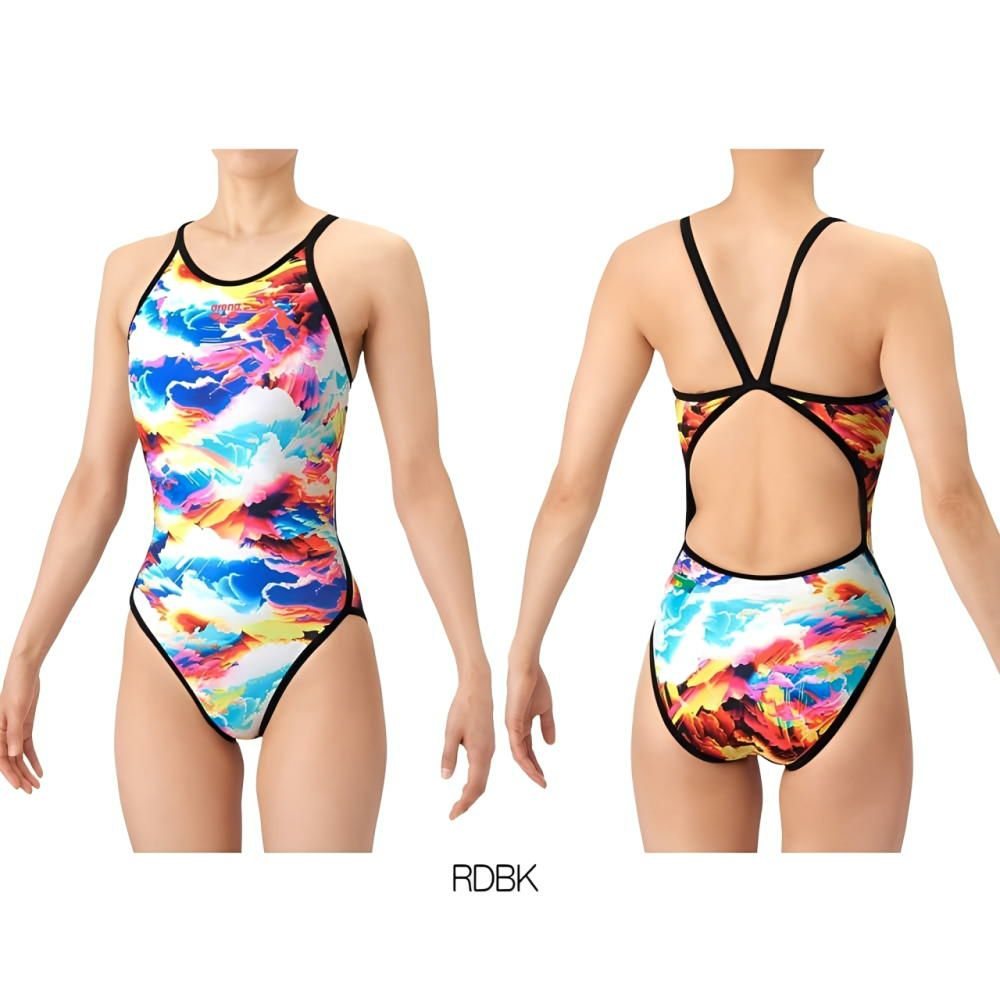 アリーナARENA競泳水着練習用水着レディースタフスーツタフスキンEPSTORMCLOUDSトレーニングワンピースオープンバック競泳練習水着2026年春夏モデルAS6SWM16L