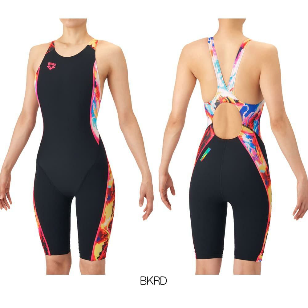 アリーナARENA競泳水着練習用水着レディースタフスーツタフスキンESTORMCLOUDSトレーニングワンピーススパッツオープンバックハーフレッグオールインワン競泳練習水着2026年春夏モデルAS6SWM18L
