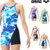 アリーナARENA競泳水着練習用水着レディースタフスーツタフスキンEPSTORMCLOUDSトレーニングワンピーススパッツオープンバックミドルレッグオールインワン競泳練習水着2026年春夏モデルAS6SWM19L