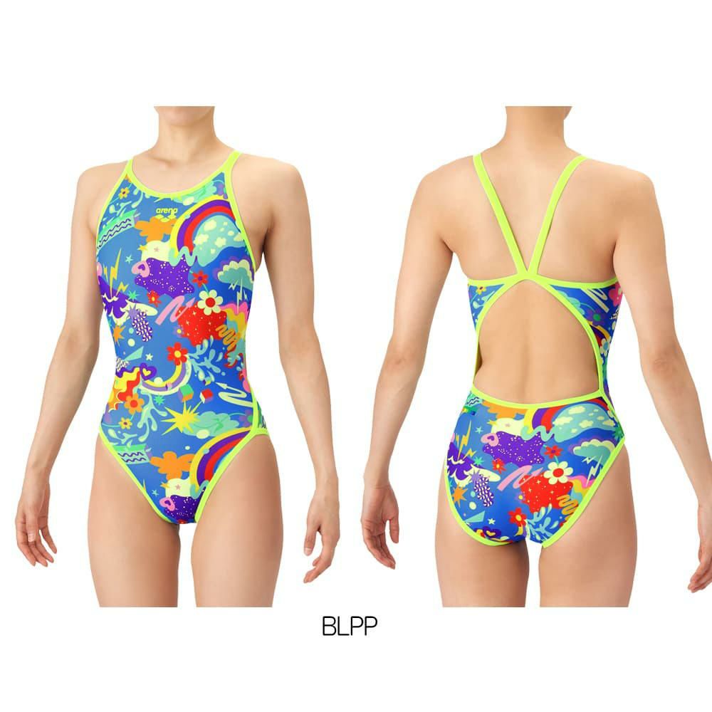 アリーナARENA競泳水着練習用水着レディースタフスーツタフスキンEPVIBRANTWEATHERトレーニングワンピースオープンバック競泳練習水着2026年春夏モデルAS6SWM23L