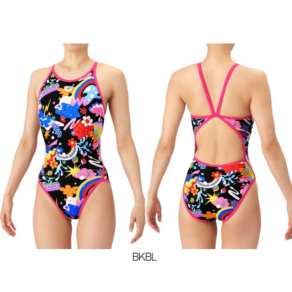 アリーナARENA競泳水着練習用水着レディースタフスーツタフスキンEPVIBRANTWEATHERトレーニングワンピースオープンバック競泳練習水着2026年春夏モデルAS6SWM23L