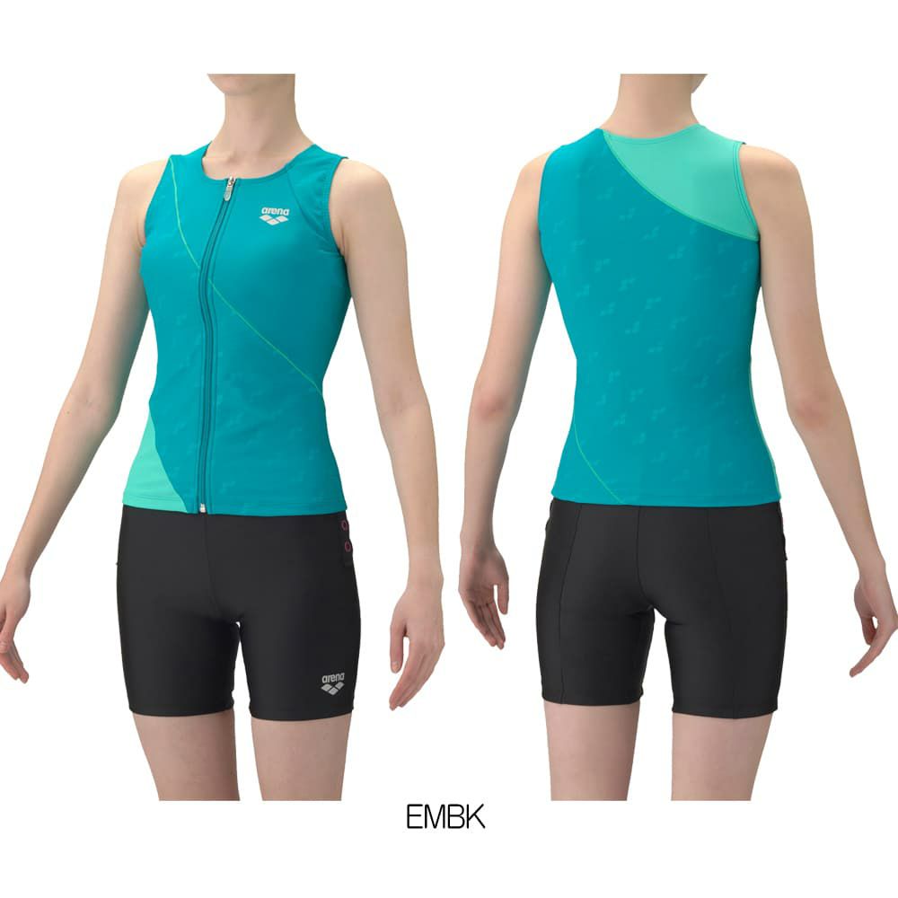 アリーナARENAフィットネス水着レディースすらっとセパダブルエステルフィットネスセパレートカバーバックミドルレッグ差し込みパッドパッド付き2026年春夏モデルAS6SWF45L