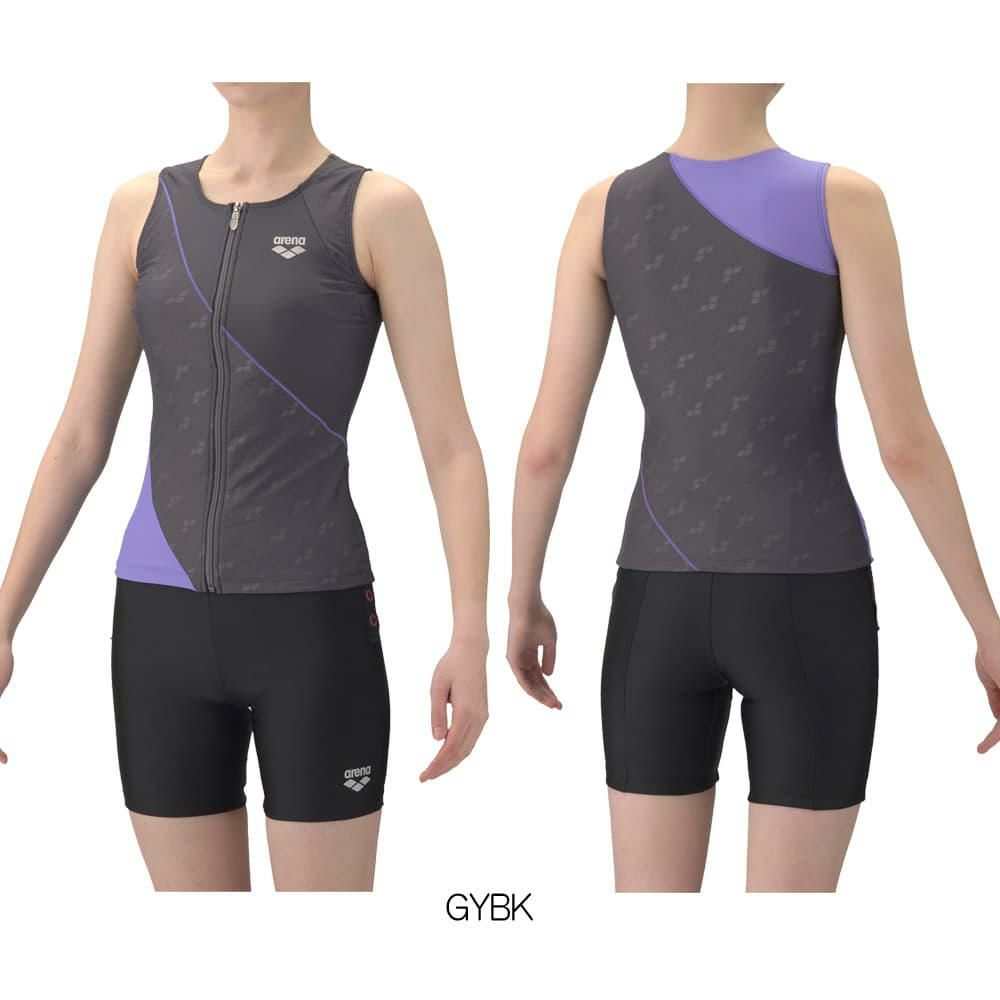 アリーナARENAフィットネス水着レディースすらっとセパダブルエステルフィットネスセパレートカバーバックミドルレッグ差し込みパッドパッド付き2026年春夏モデルAS6SWF45L