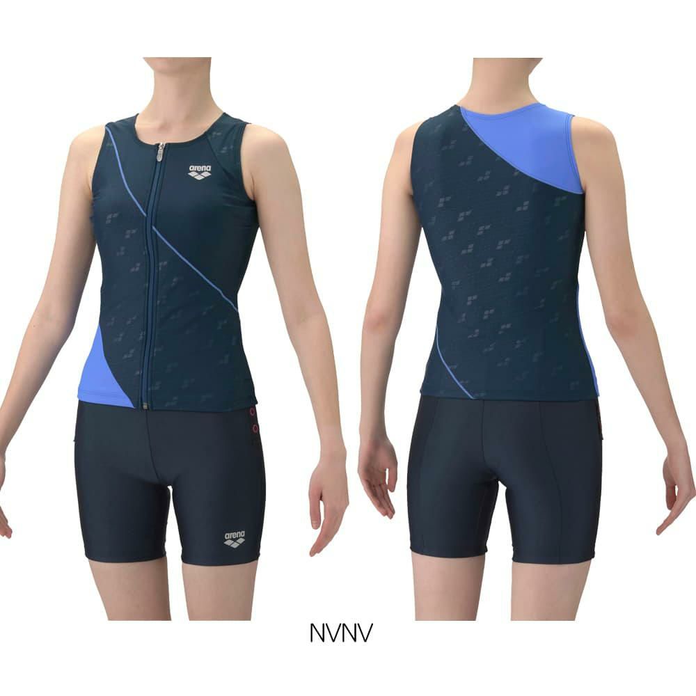 アリーナARENAフィットネス水着レディースすらっとセパダブルエステルフィットネスセパレートカバーバックミドルレッグ差し込みパッドパッド付き2026年春夏モデルAS6SWF45L