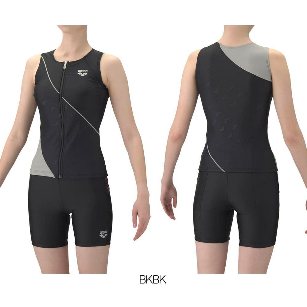 アリーナARENAフィットネス水着レディースすらっとセパダブルエステルフィットネスセパレートカバーバックミドルレッグ差し込みパッドパッド付き2026年春夏モデルAS6SWF45L